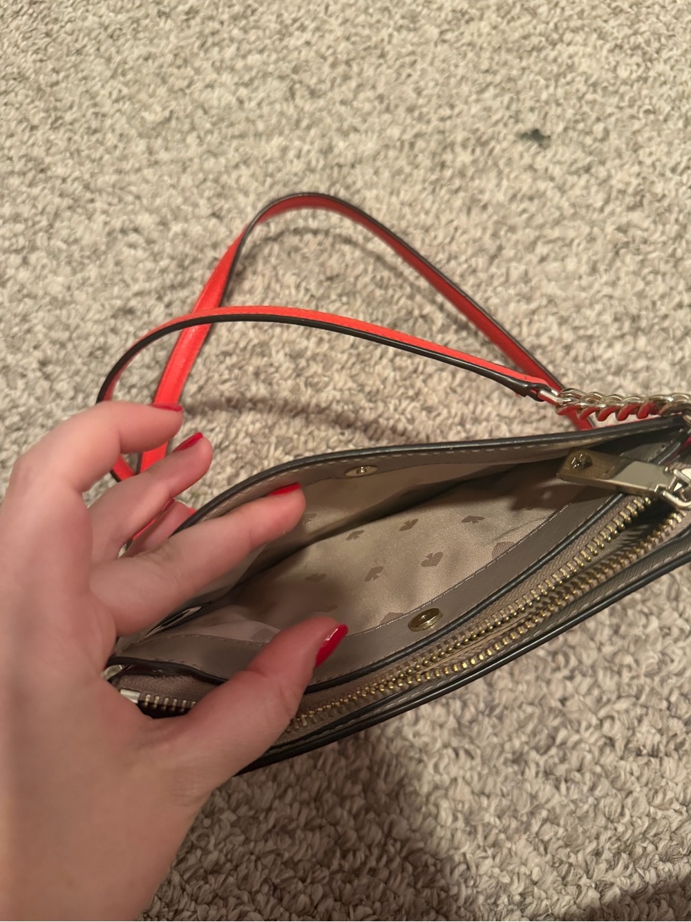 kate spade Red Leather Crossbody with Gold Chain Trim - Picture 8 of 9